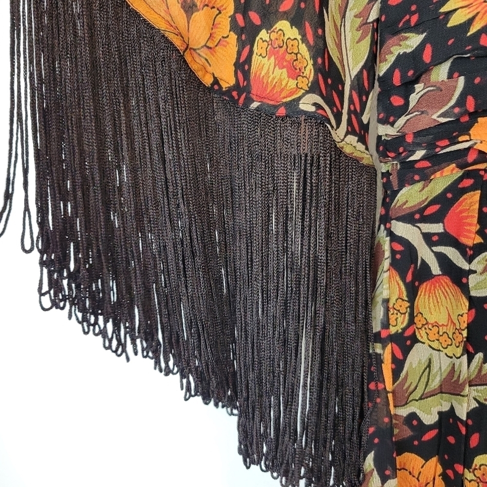 NWOT Verb by Pallavi Singhee Floral Fringe Mini Dress Size SP - Picture 8 of 15